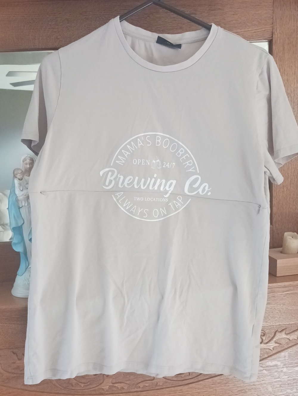 Nursing Queen Cotton Light Beige Graphic Short Sleeve Tee